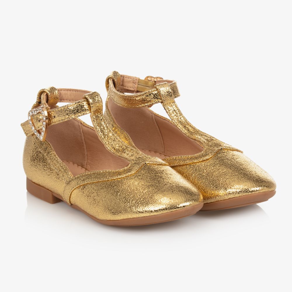 Angel's Face - Girls Gold Bar Shoes | Childrensalon