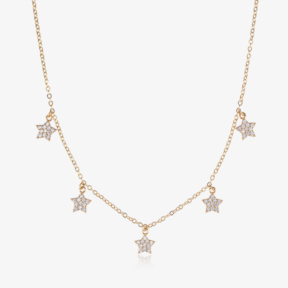 Angel's Face - Girls Gold Plated Star Necklace (42cm) | Childrensalon