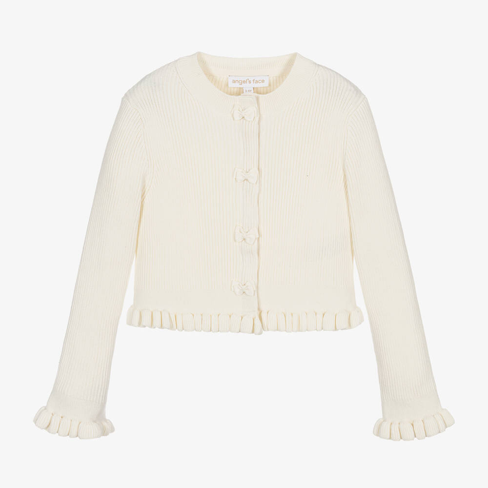 Angel's Face - Girls Ivory Cotton Knit Cardigan | Childrensalon