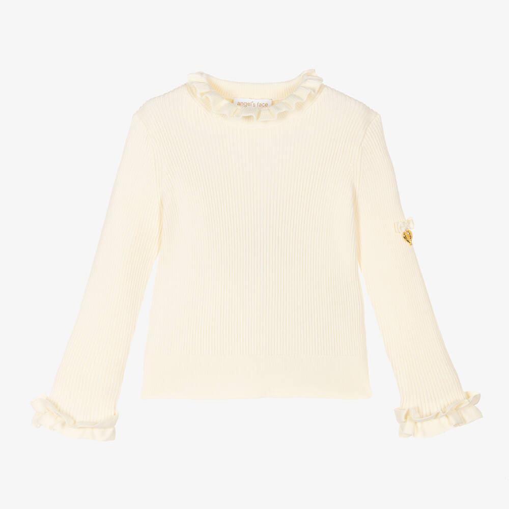 Angel's Face - Girls Ivory Cotton Turtleneck Sweater | Childrensalon