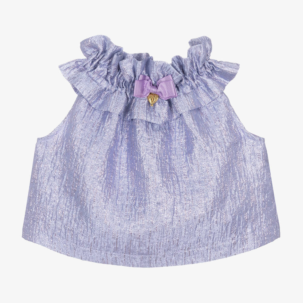 Shop Angel's Face Girls Lilac Jacquard Ruffle Blouse In Purple