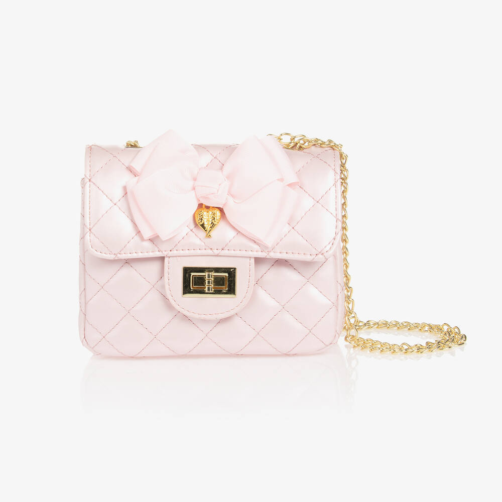 Angel's Face - Girls Pearl Pink Quilted Bag (16cm) | Childrensalon