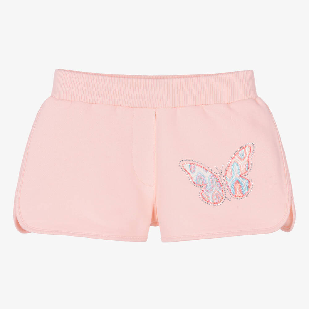 Angel's Face - Girls Pink Butterfly Cotton Shorts | Childrensalon