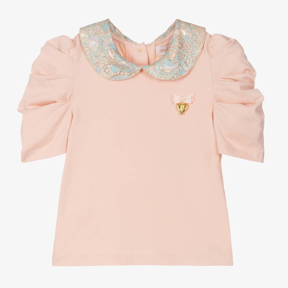 Angel's Face - Girls Pink Cotton Jersey Blouse | Childrensalon