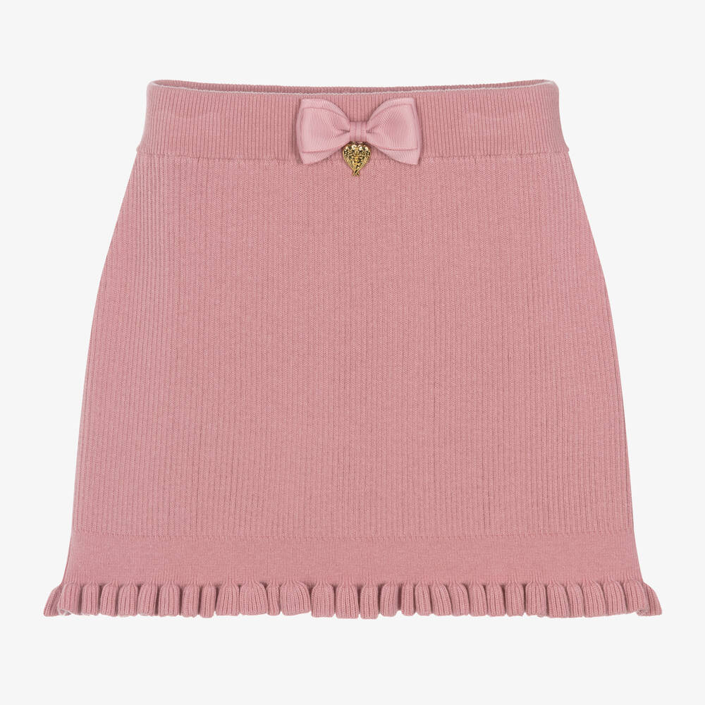 Angel's Face - Girls Pink Cotton Knit Bow Skirt | Childrensalon