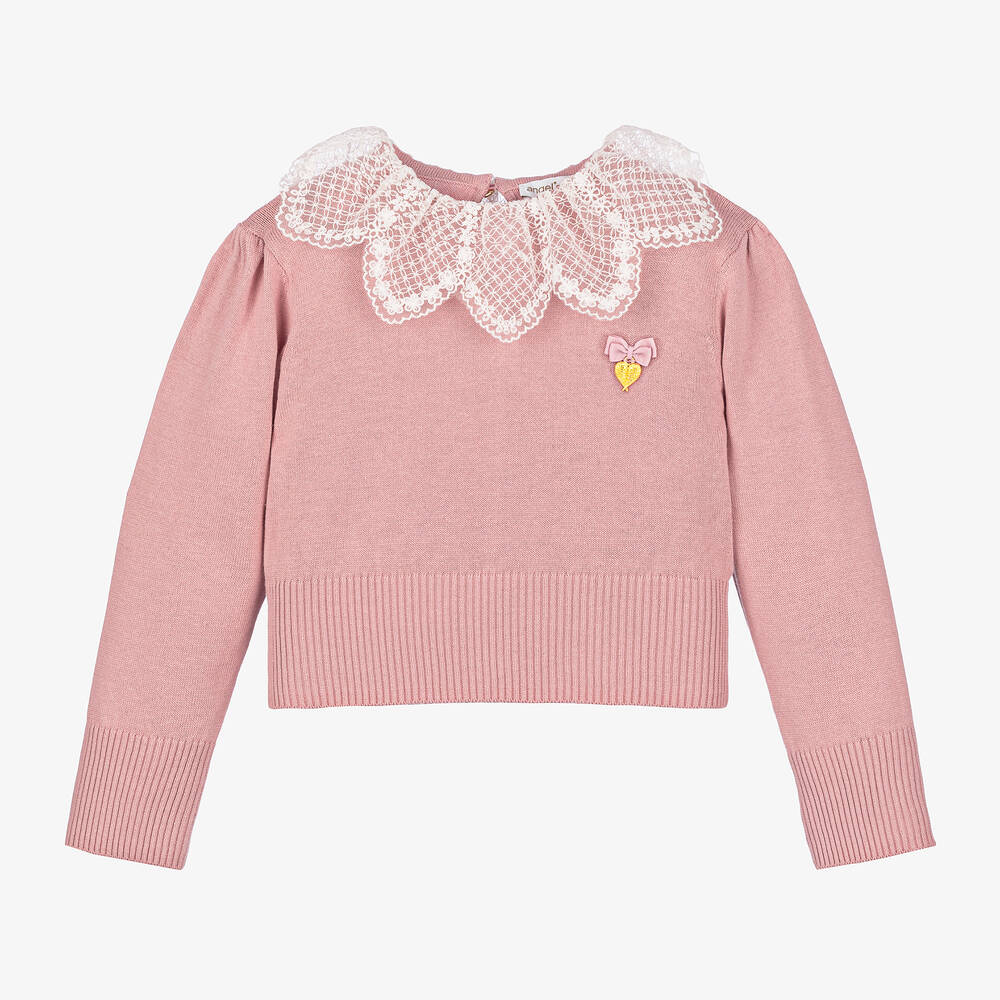 Angel's Face - Girls Pink Cotton Knit Sweater | Childrensalon