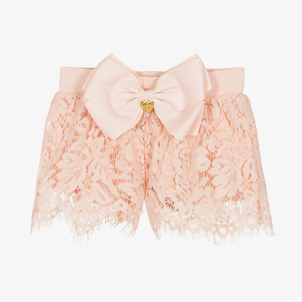 Angel's Face - Girls Pink Cotton Lace Shorts | Childrensalon
