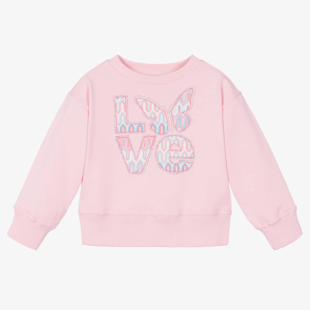 Angel's Face - Girls Pink Cotton Love Sweatshirt | Childrensalon