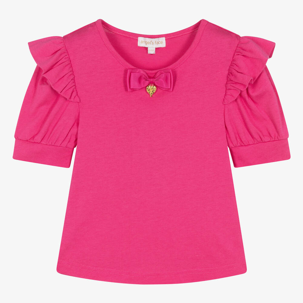 Angel's Face - Girls Pink Cotton & Modal T-Shirt | Childrensalon