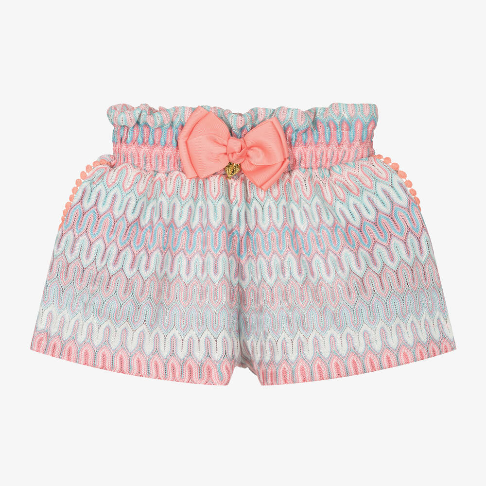 Angel's Face - Girls Pink Crochet Paperbag Shorts | Childrensalon