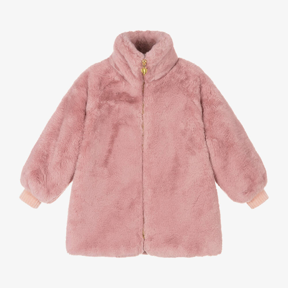 Angel's Face - Girls Pink Faux Fur Coat | Childrensalon