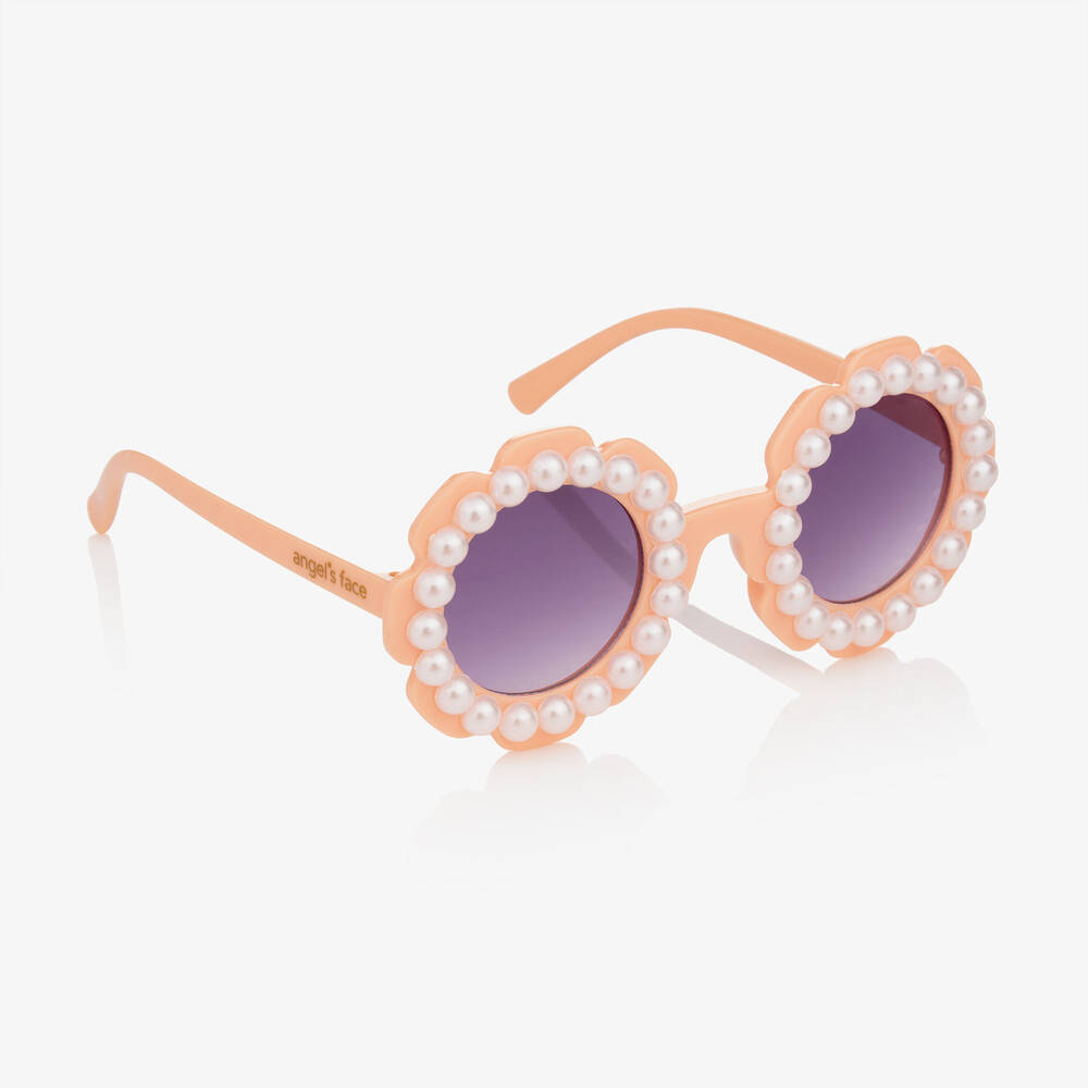 Angel's Face Kids'  Girls Pink Floral Pearl Sunglasses In Gold