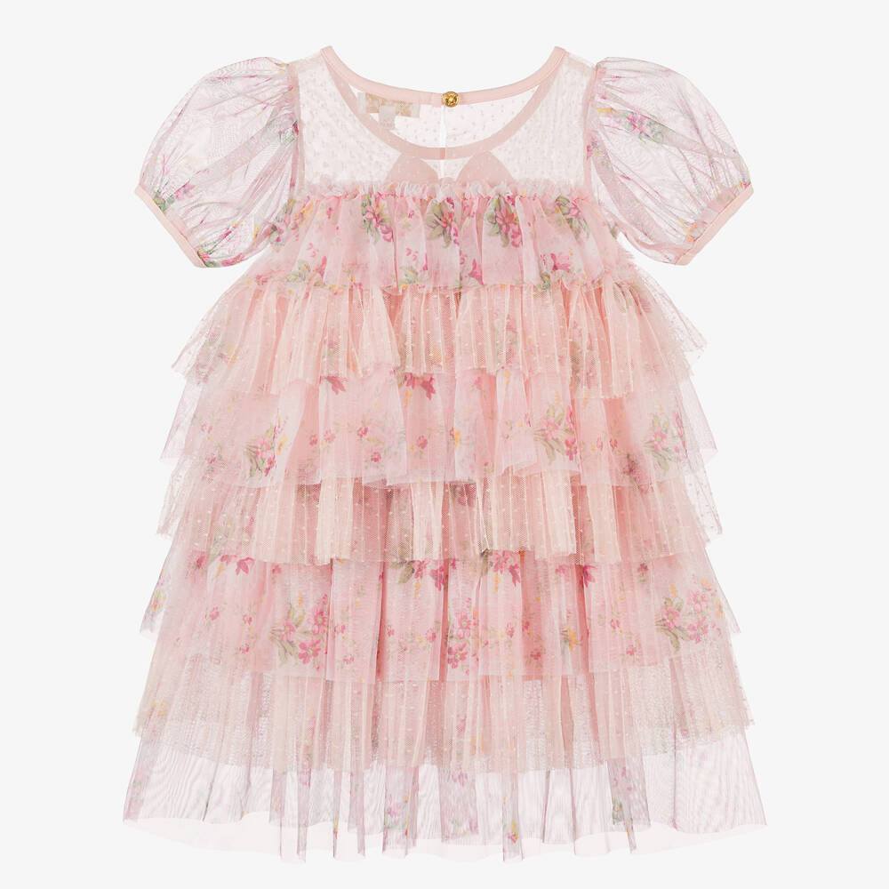 Angel's Face - Girls Pink Floral Tulle Dress | Childrensalon