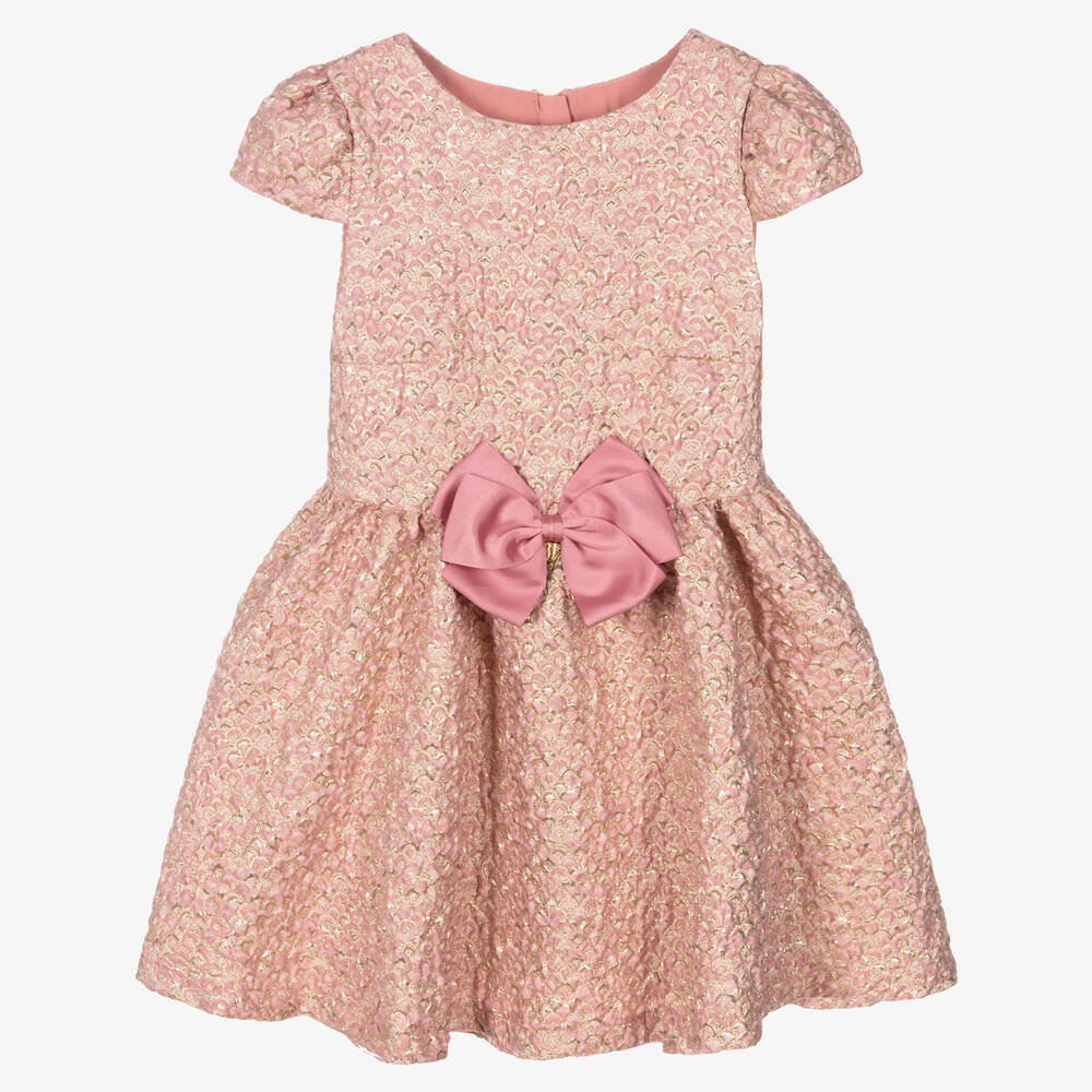 Angel's Face - Girls Pink & Gold Brocade Dress | Childrensalon
