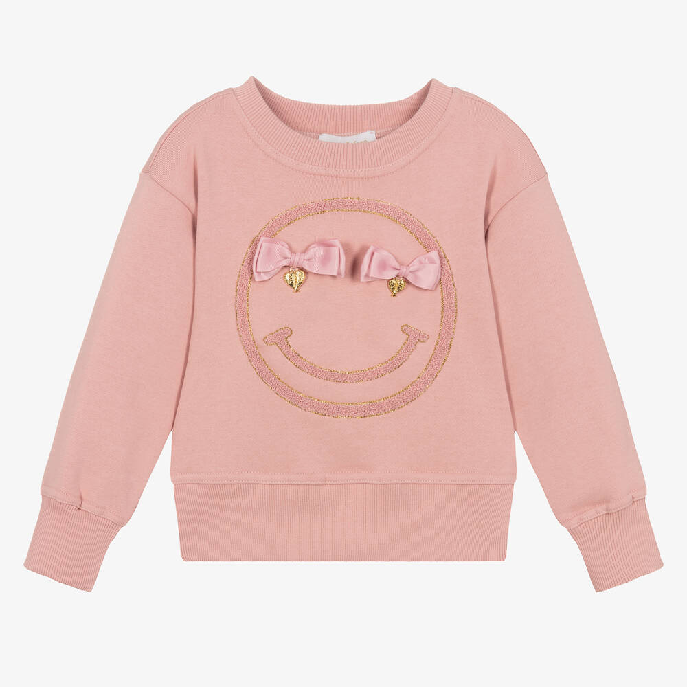 Angel's Face - Girls Pink Happy Face Sweatshirt | Childrensalon