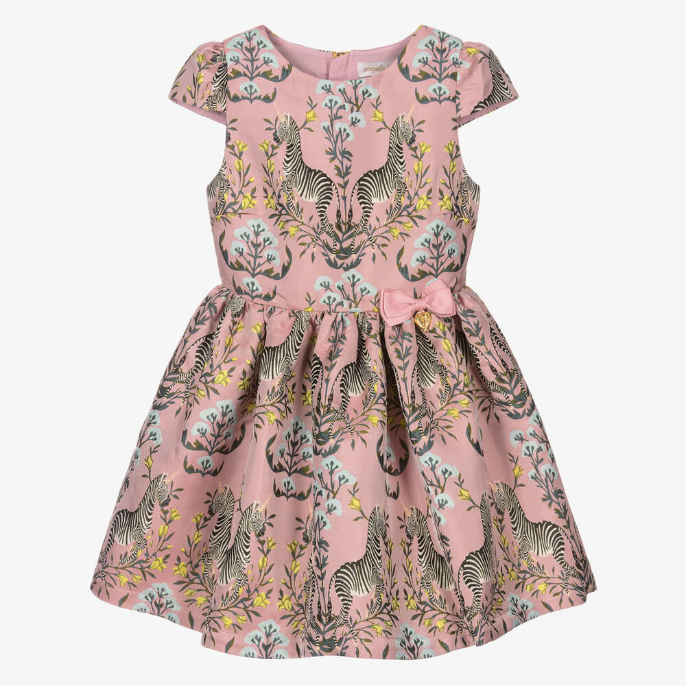 Angel's Face - Girls Pink Jacquard Dress | Childrensalon