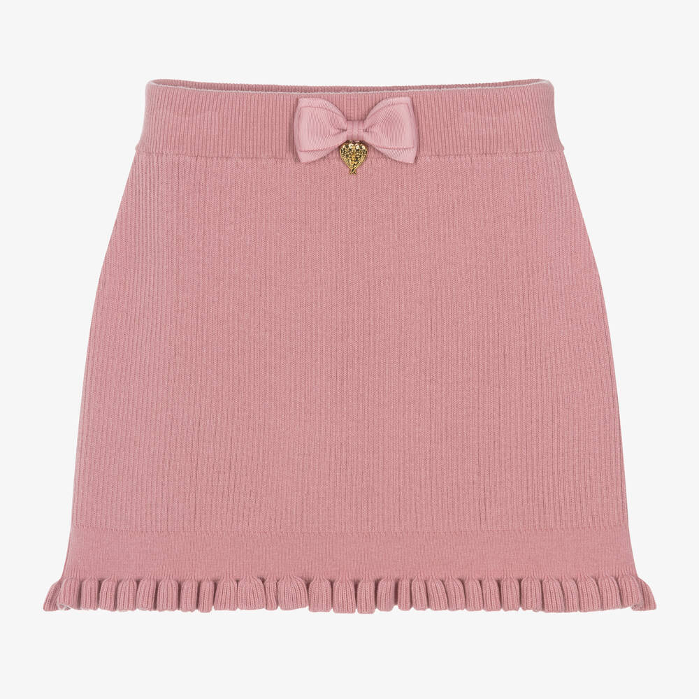 Angel's Face - Girls Pink Knitted Bow Skirt | Childrensalon