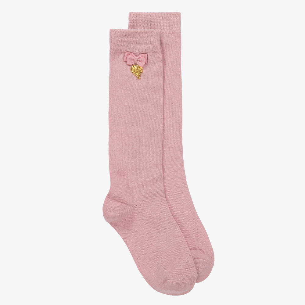 Angel's Face - Girls Pink Long Socks | Childrensalon