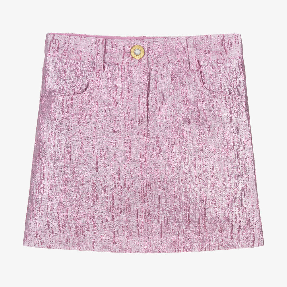 Angel's Face - Girls Pink Metallic Jacquard Skirt | Childrensalon