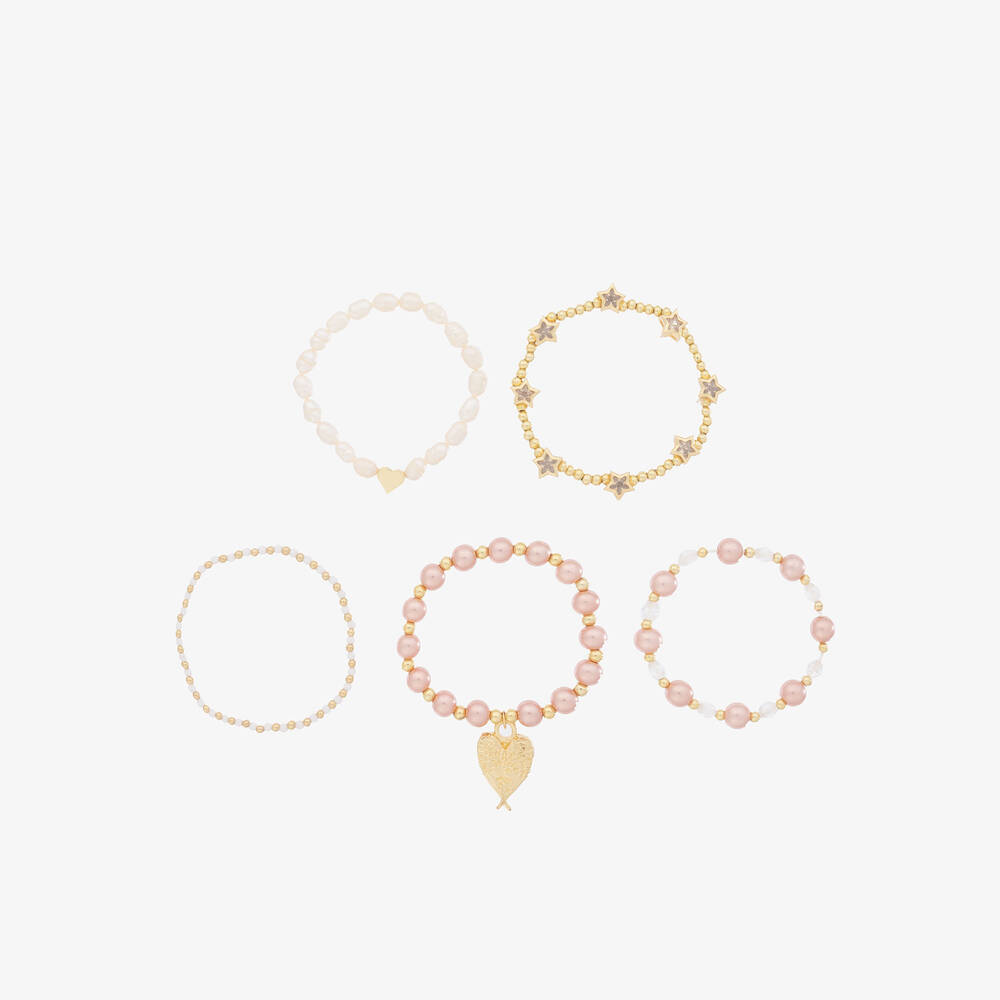 Shop Angel's Face Girls Pink Pearl Bracelets (5 Pack)