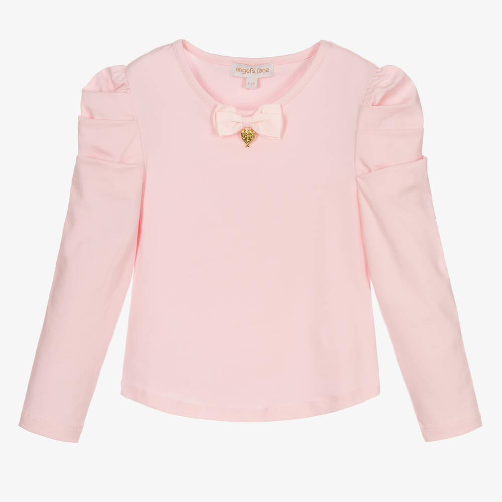 Angel's Face - Girls Pink Pleated Sleeve Top | Childrensalon