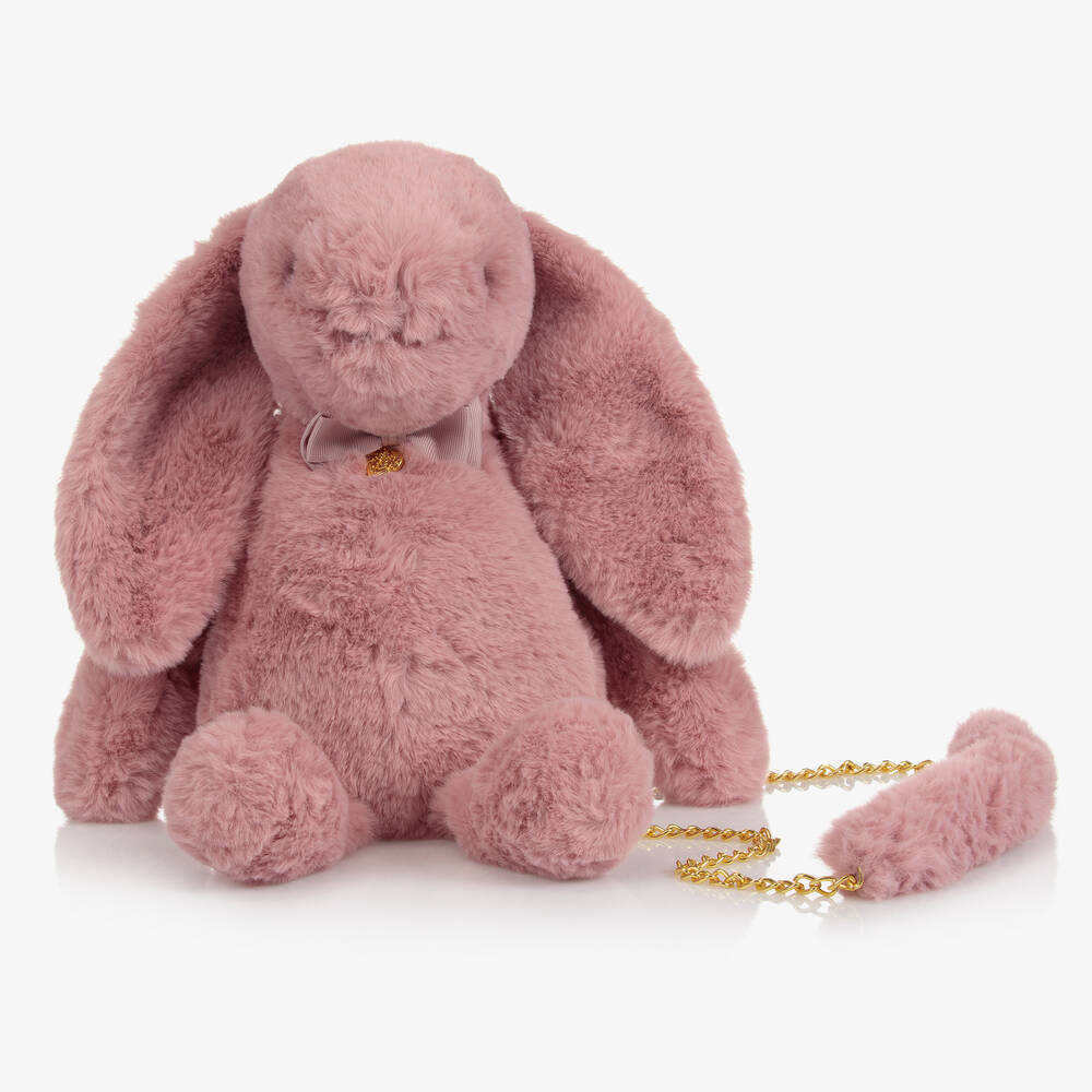 Angel's Face - Girls Pink Plush Bunny Bag (41cm) | Childrensalon