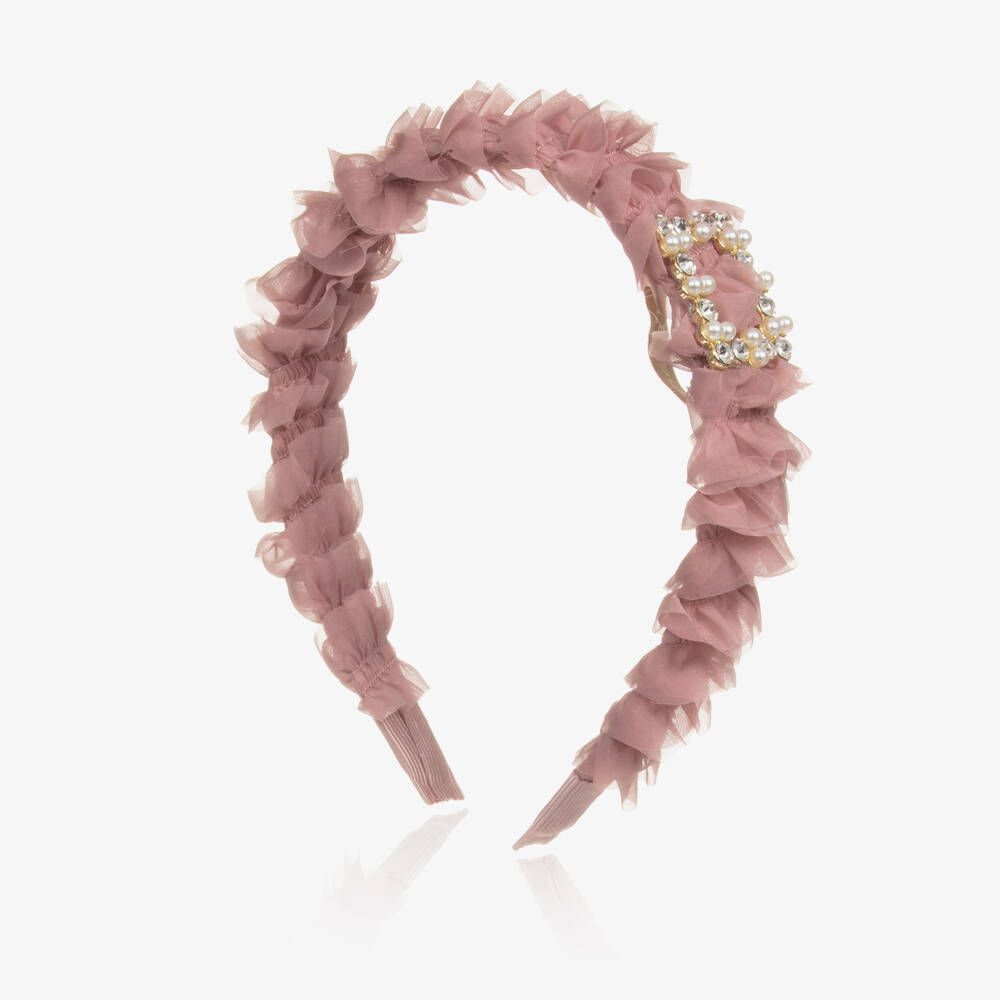 Angel's Face - Girls Pink Ruffle Hairband | Childrensalon