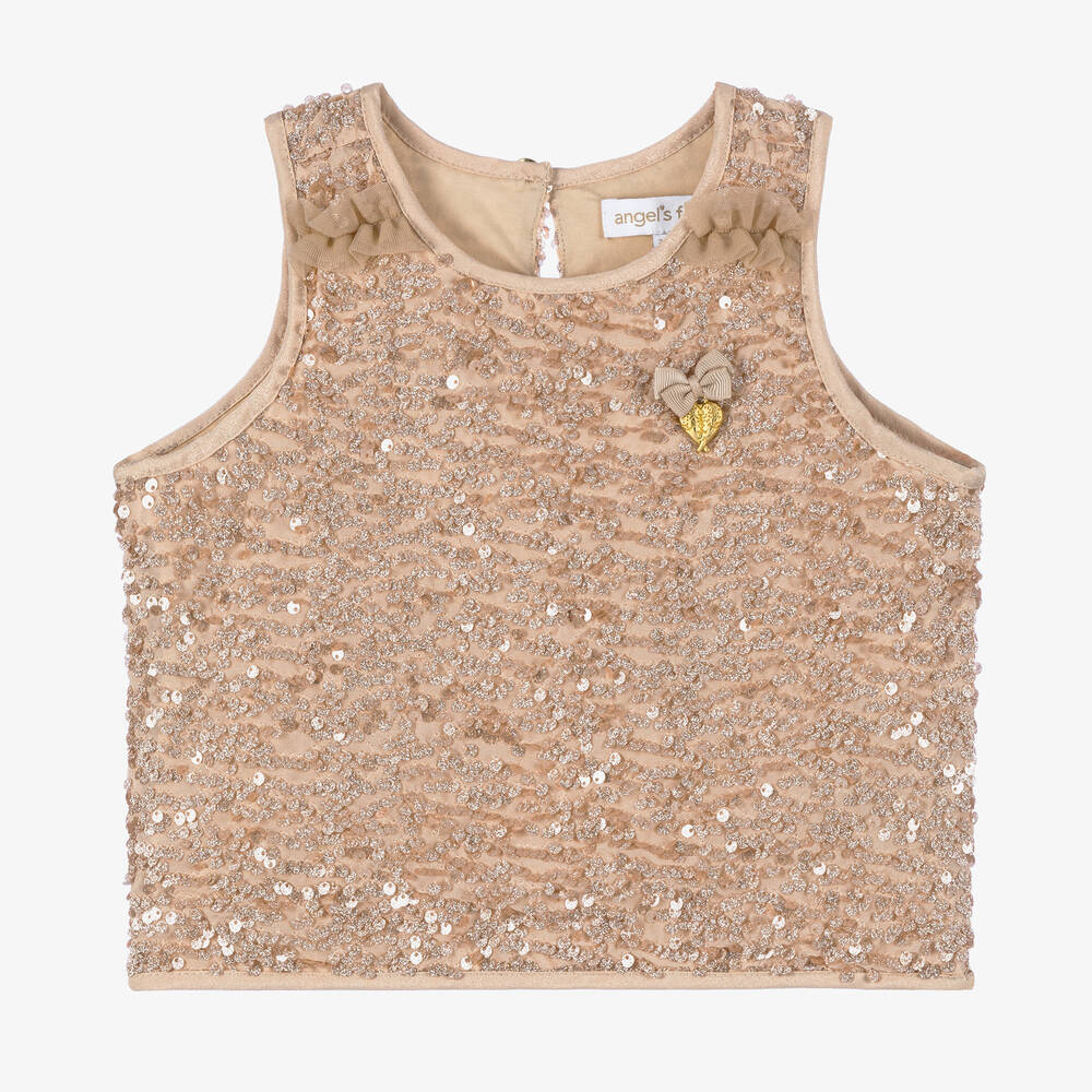 Angel's Face - Girls Pink Sequinned Sleeveless Top | Childrensalon