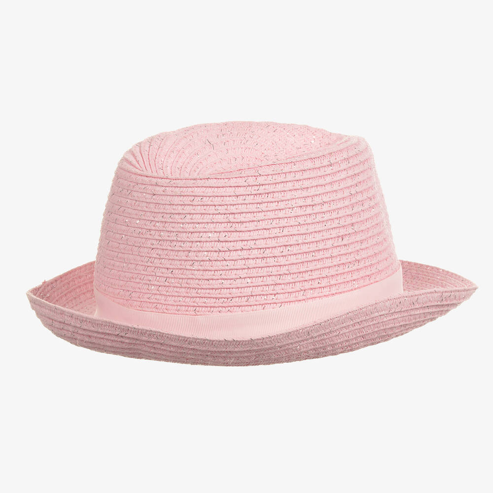 Angel\'s Face - Girls Pink Straw Trilby Hat | Childrensalon