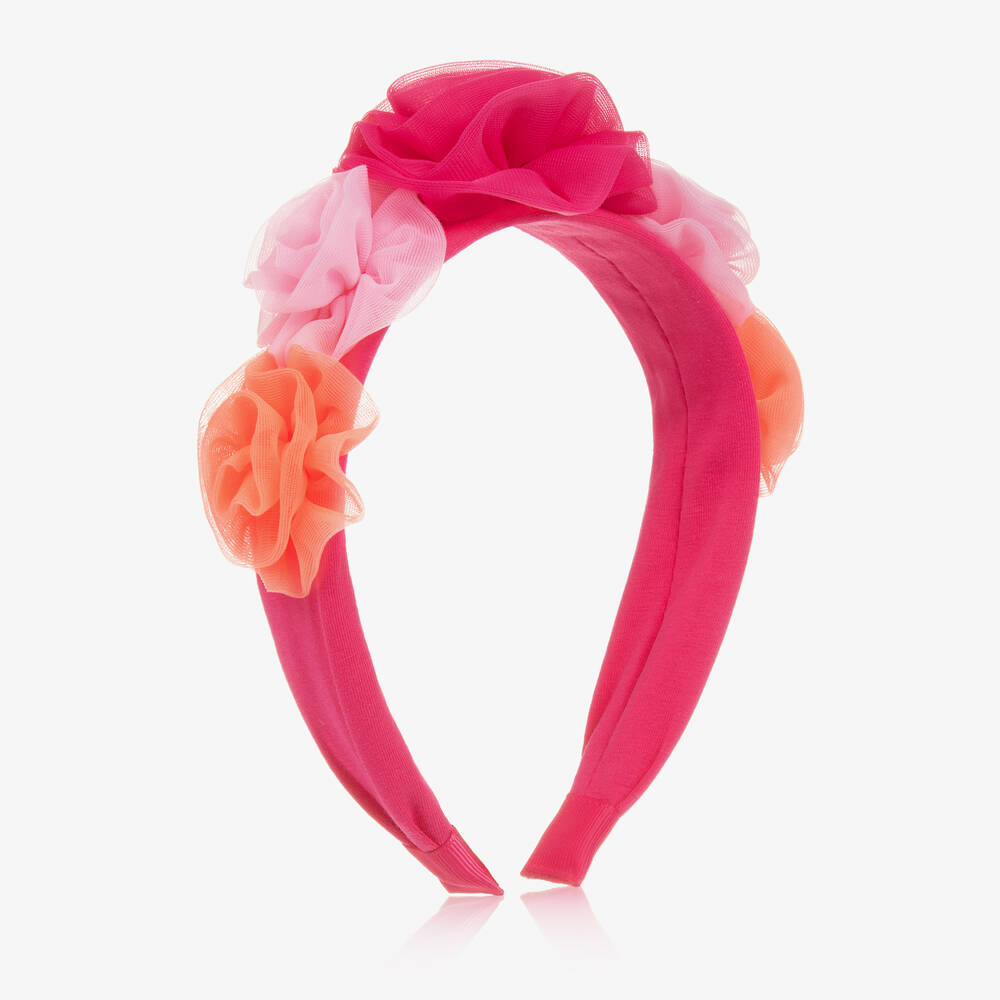 Angel's Face - Girls Pink Tulle Flower Hairband | Childrensalon