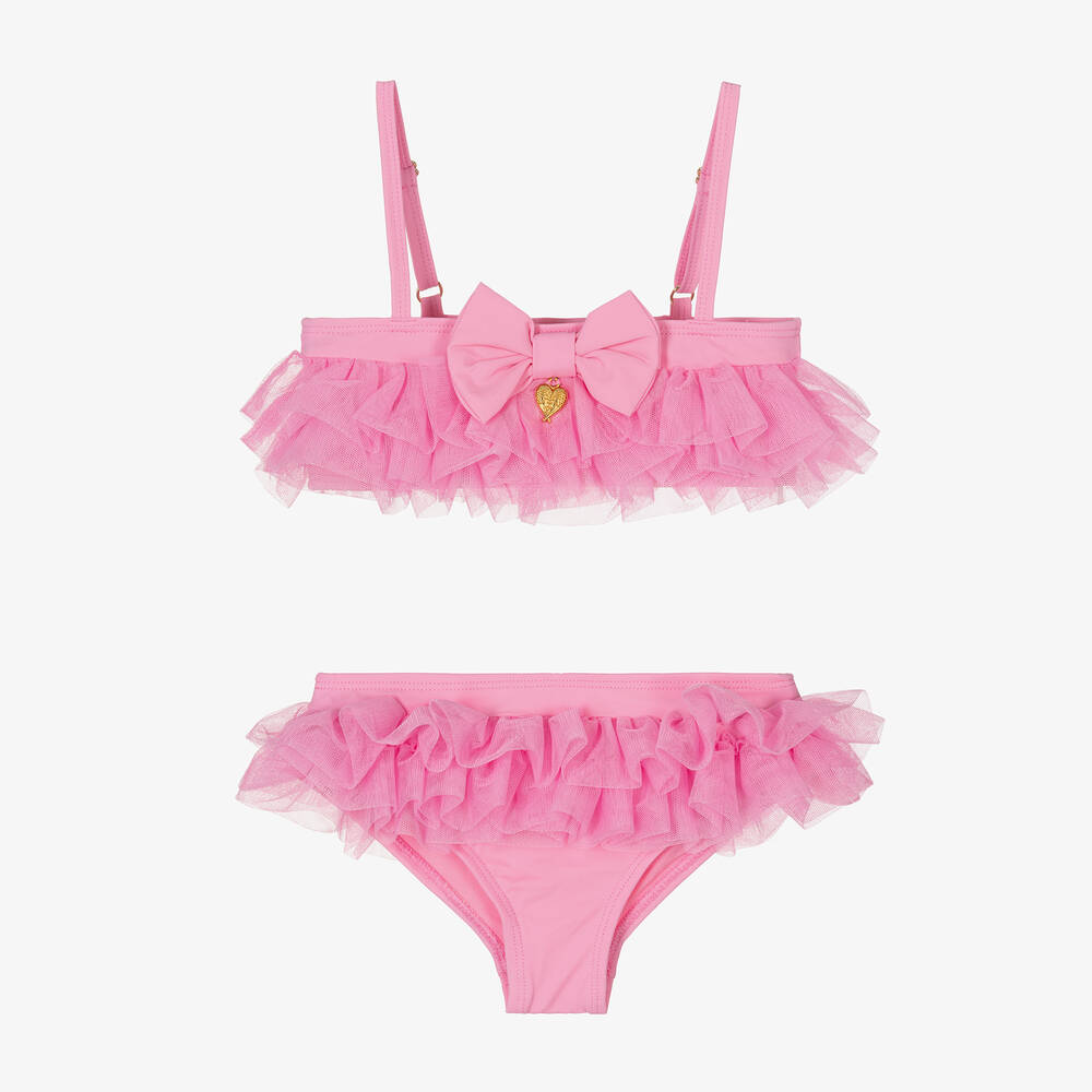 Angel's Face - Girls Pink Tulle Ruffle Bikini | Childrensalon