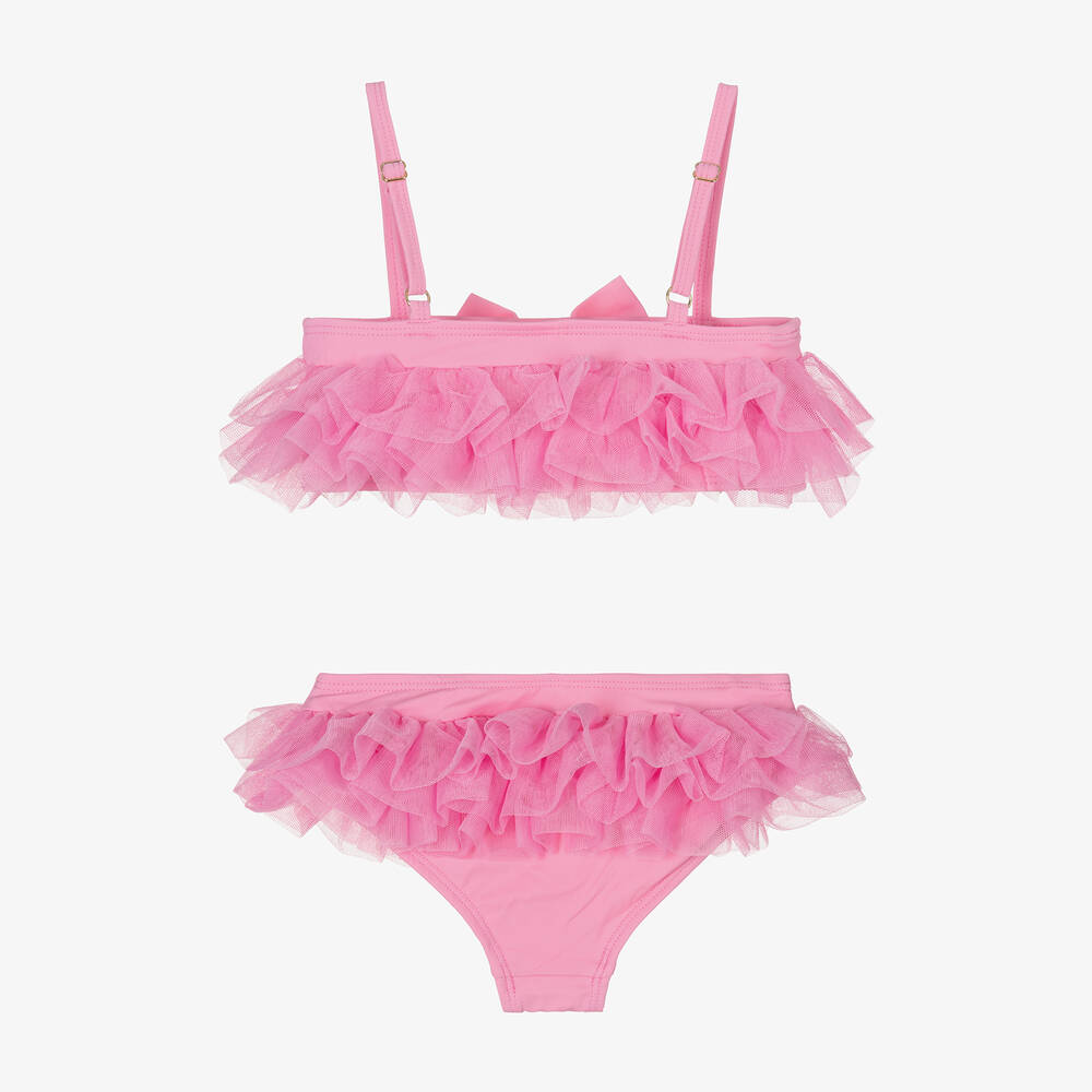 Angel's Face - Girls Pink Tulle Ruffle Bikini | Childrensalon