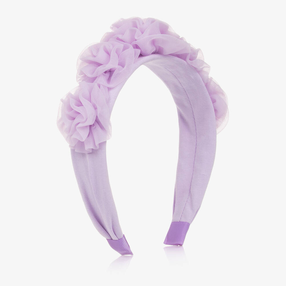 Angel's Face - Girls Purple Tulle Flower Hairband | Childrensalon