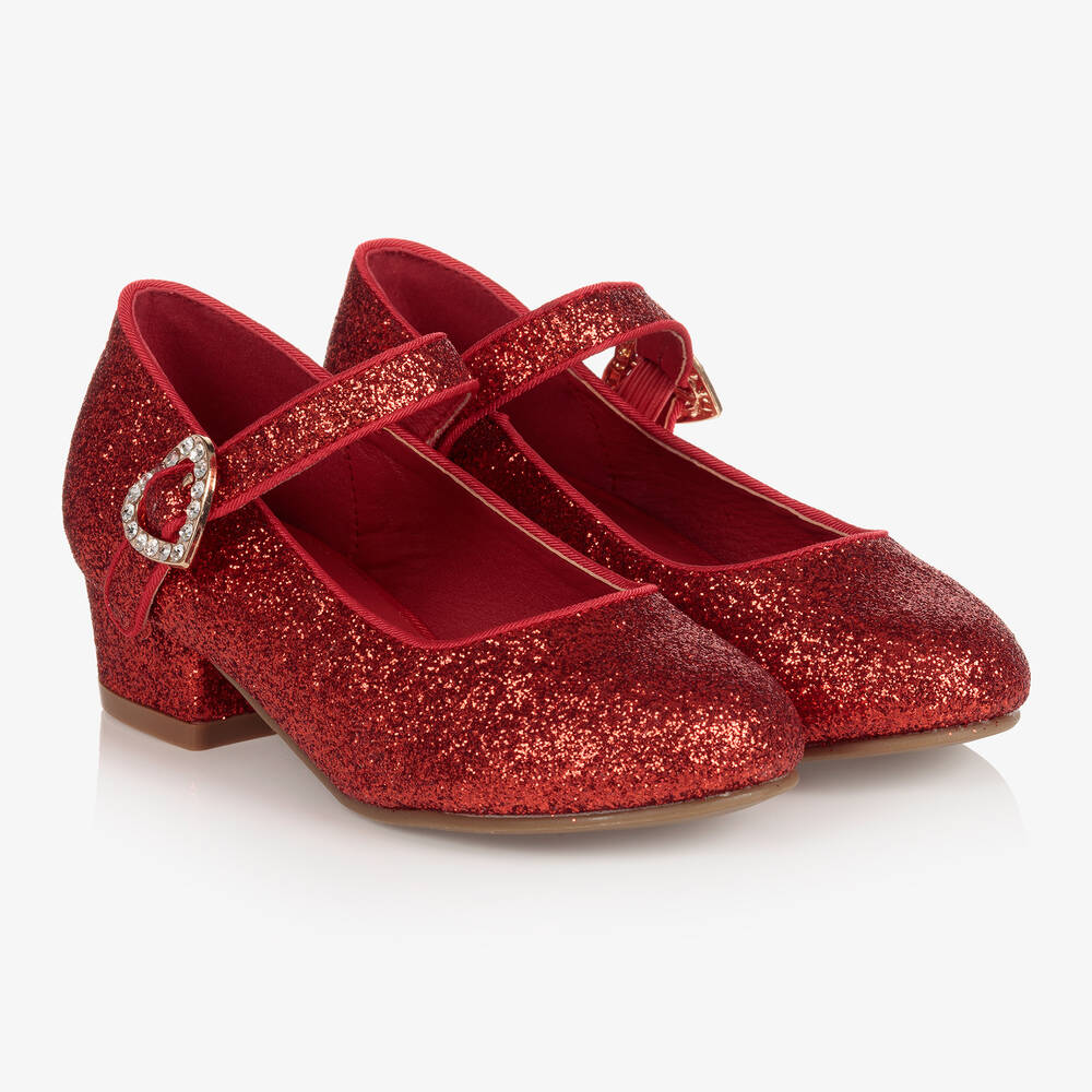 Angel's Face - Girls Red Glitter Bar Shoes | Childrensalon
