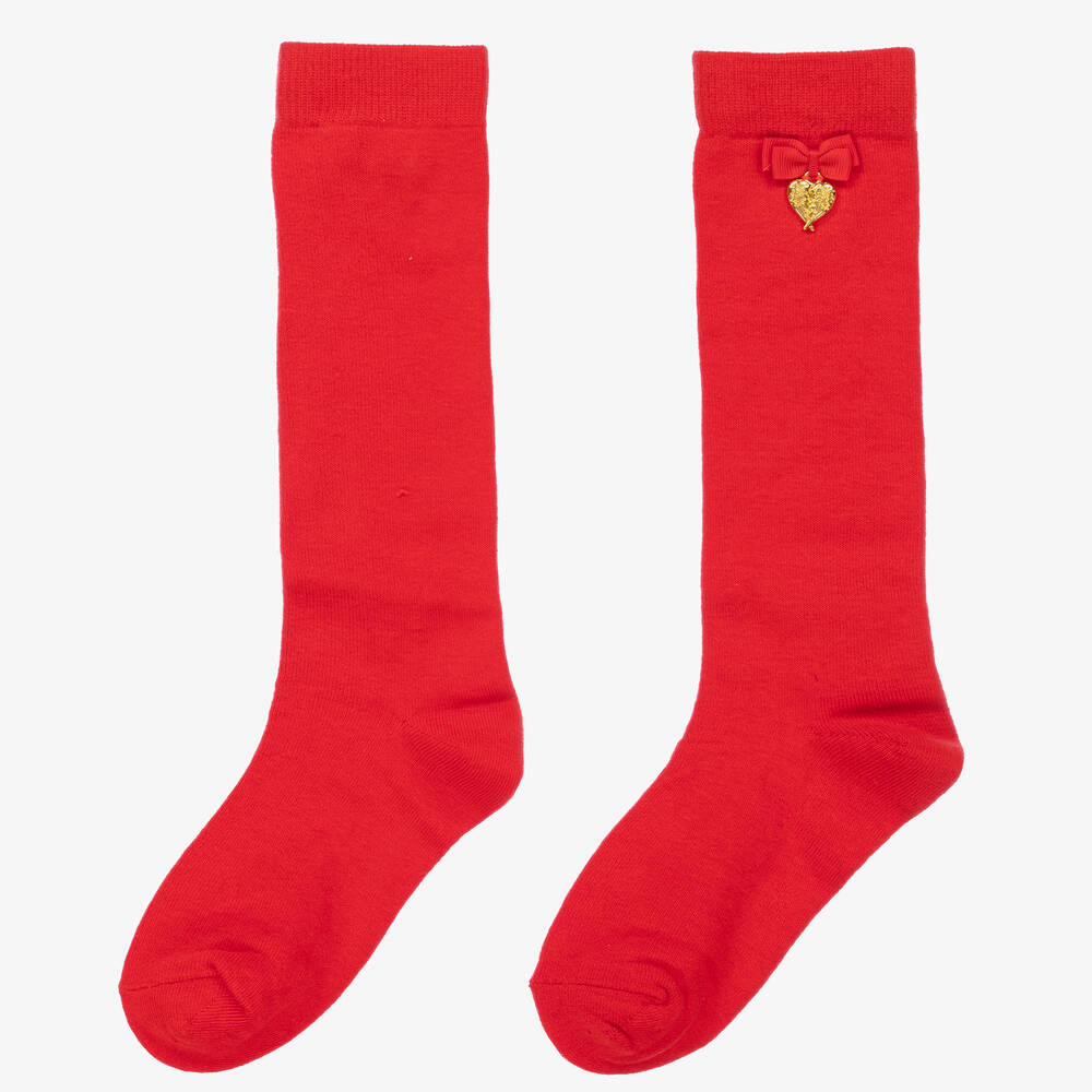 Angel's Face - Girls Red Long Socks | Childrensalon