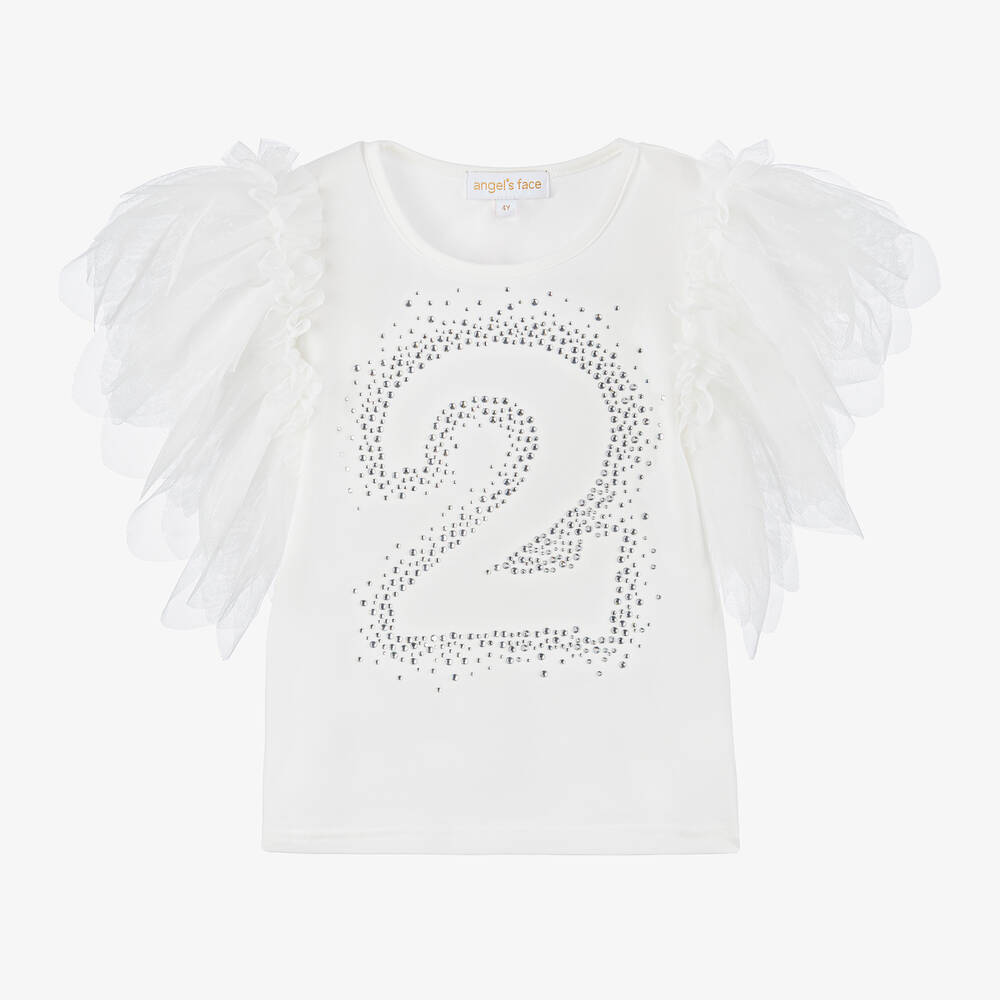 Angel's Face - T-shirt coton blanc 2e anniversaire | Childrensalon