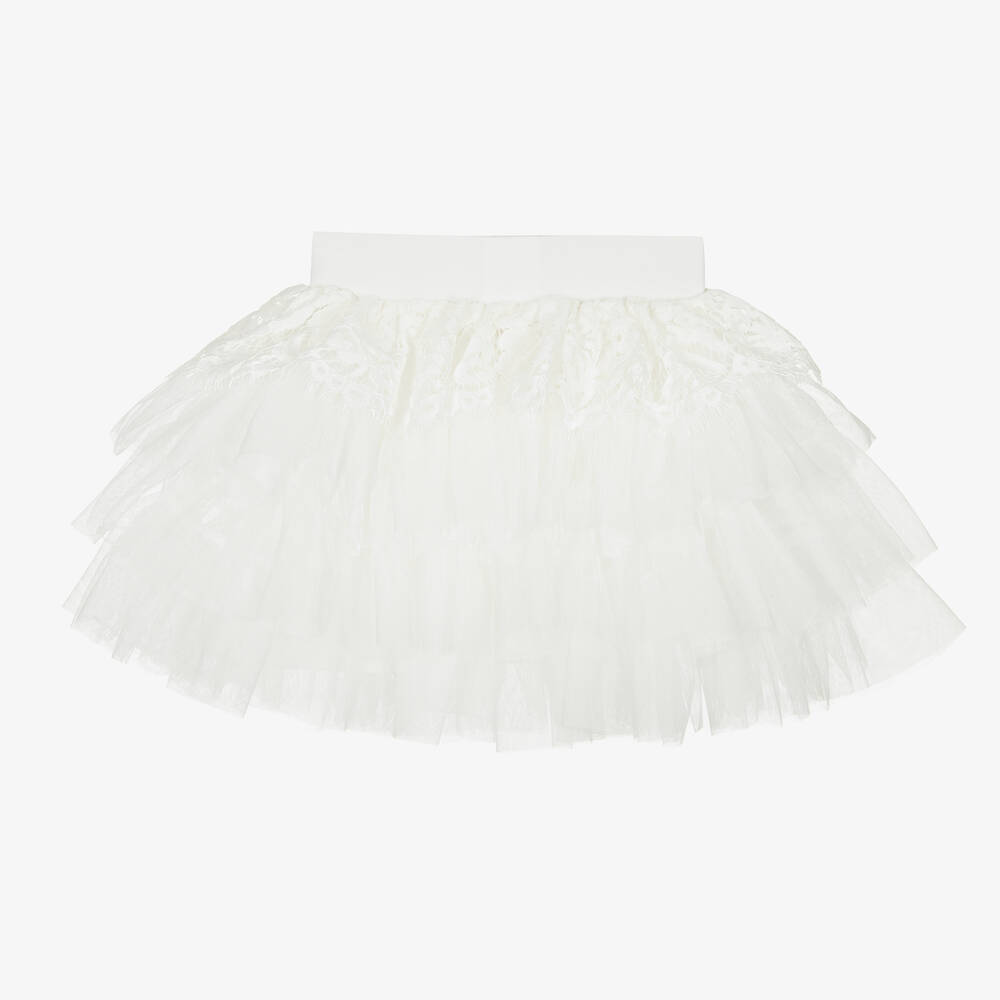 Angel's Face - Girls White Lace & Tulle Skirt | Childrensalon