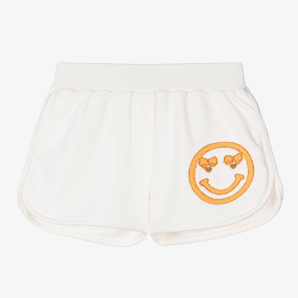Angel's Face - Girls White & Orange Cotton Shorts | Childrensalon