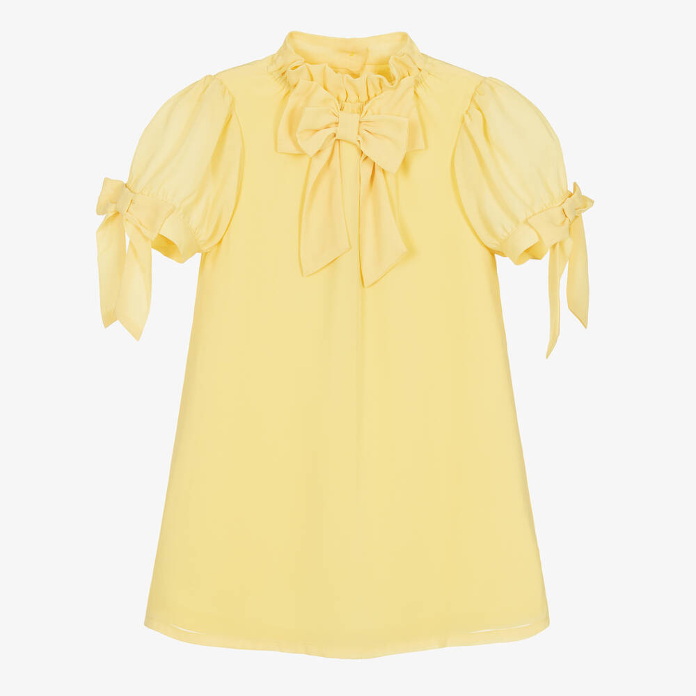 Shop Angel's Face Girls Yellow Crêpe Chiffon Bow Dress