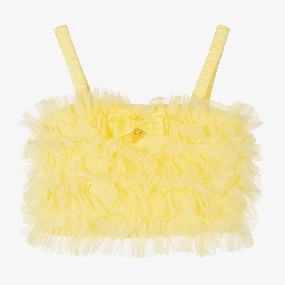 Shop Angel's Face Girls Yellow Jersey & Tulle Vest Top