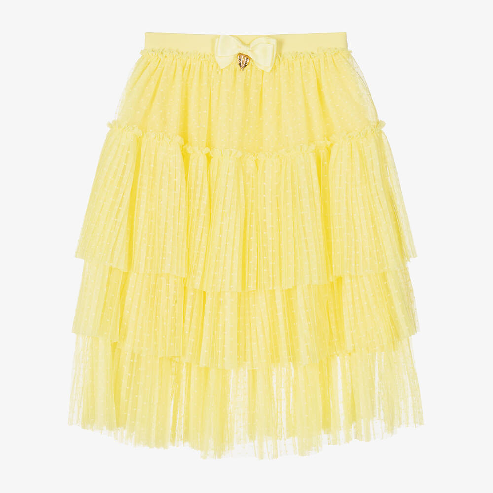 Shop Angel's Face Girls Yellow Pleated Tulle Skirt