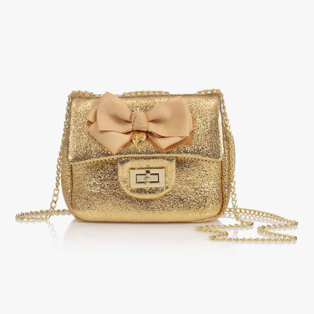 Angel's Face - Gold Bow Handbag (17cm) | Childrensalon