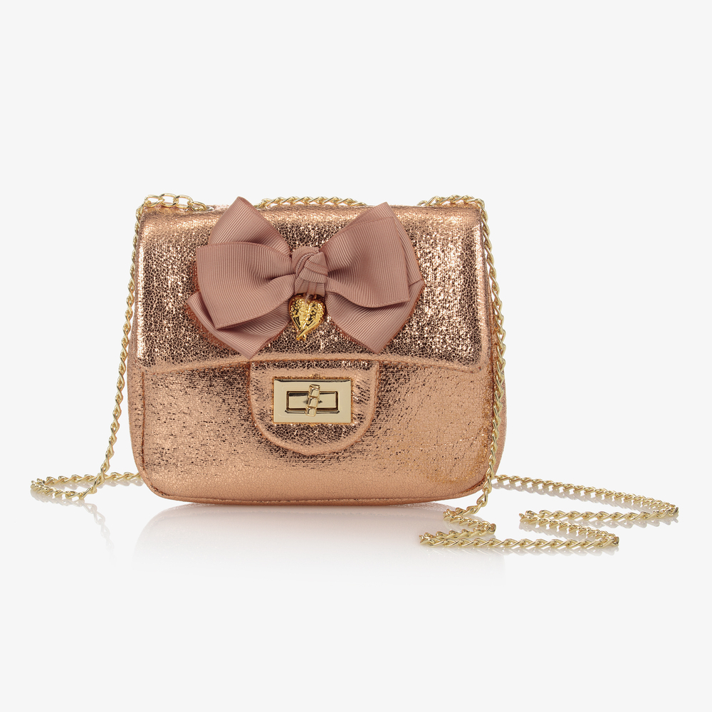 Angel's Face - Rose Gold Bow Handbag (17cm) | Childrensalon