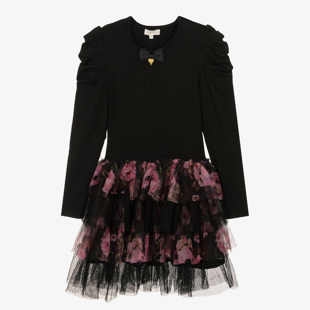 Angel's Face - Teen Girls Black Jersey & Tulle Dress | Childrensalon