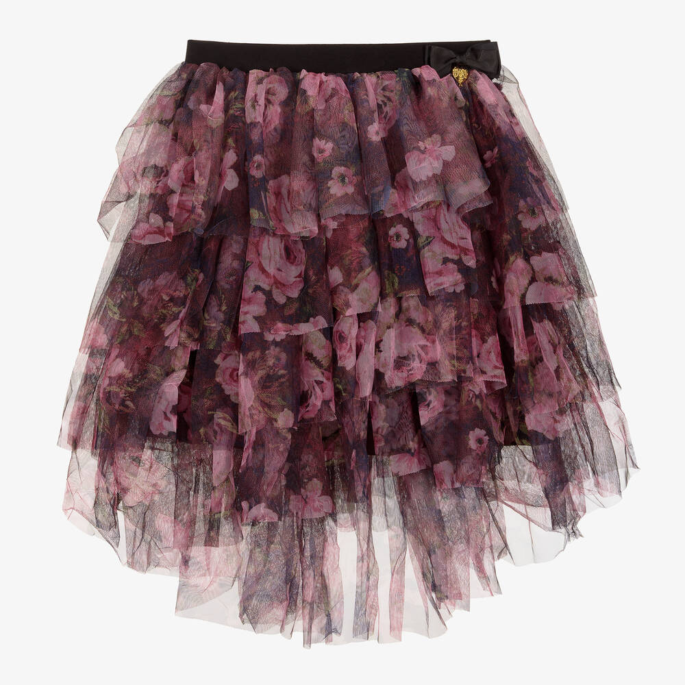 Angel's Face - Черная юбка из тюля с розовыми розами | Childrensalon