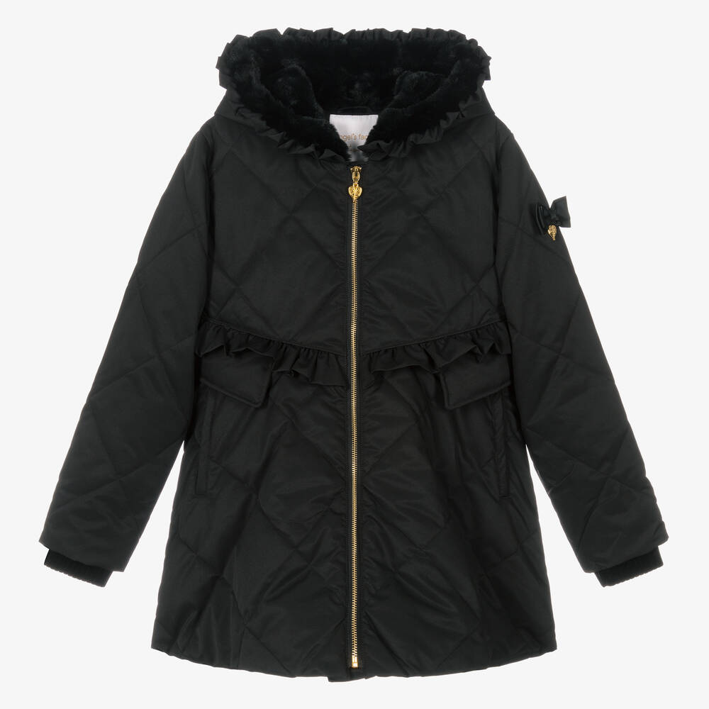 Angel's Face Teen Girls Black Quilted Coat