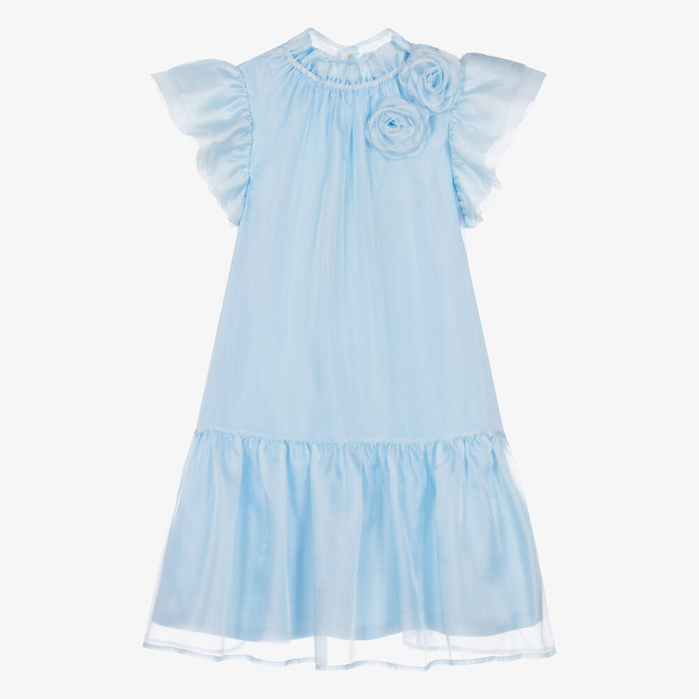 Angel's Face - Teen Girls Blue Chiffon Rose Dress | Childrensalon