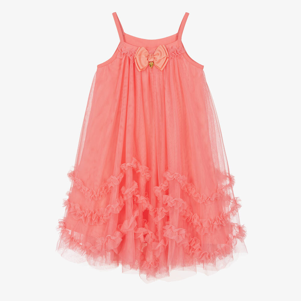 Angel's Face - Teen Girls Coral Pink Tulle Dress | Childrensalon