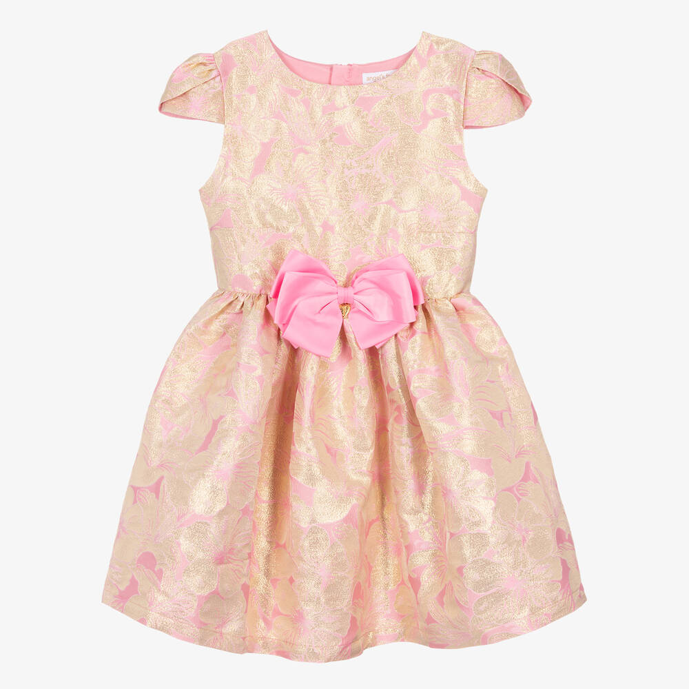 Angel's Face - Teen Girls Gold & Pink Jacquard Dress | Childrensalon