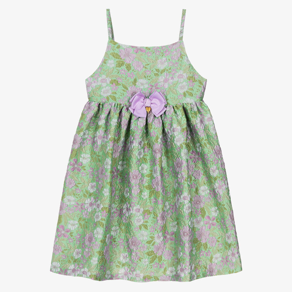 Angel's Face - Teen Girls Green & Purple Jacquard Dress | Childrensalon